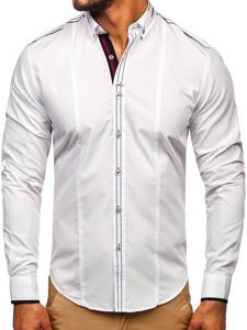 Koszula męska elegancka z długim rękawem biała Bolf 4707