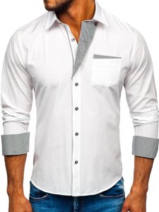 Koszula męska elegancka z długim rękawem biała Bolf 4713