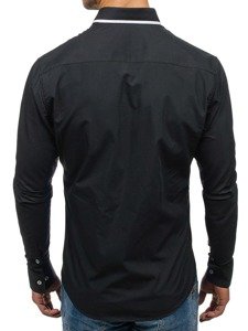 Koszula męska elegancka z długim rękawem czarna Bolf 6857