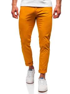 Pomarańczowe spodnie chinosy męskie Denley 1146