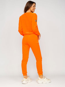 Pomarańczowy welurowy komplet dresowy damski dwuczęściowy Denley 8129