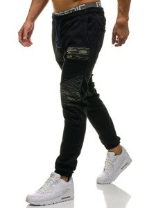 Spodnie jeansowe joggery męskie czarne Denley 817