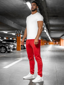 Spodnie męskie joggery dresowe jasnoczerwone Denley XW01