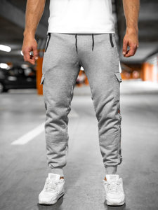 Szare bojówki spodnie męskie joggery dresowe Denley HR209