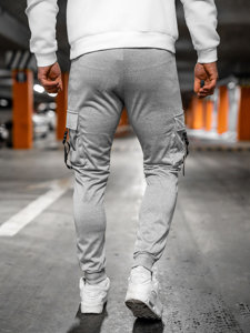 Szare bojówki spodnie męskie joggery dresowe Denley HS7046