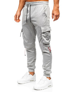 Szare bojówki spodnie męskie joggery dresowe Denley HS7047
