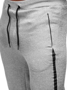 Szare ocieplane spodnie męskie joggery dresowe Denley 20178