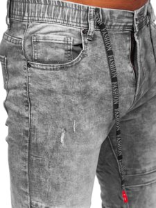 Szare spodnie jeansowe joggery męskie Denley TF114