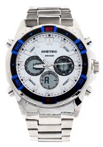 Zegarek męski na rękę stalowy biało-niebieski Denley 202