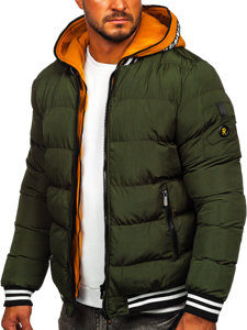 Zielona pikowana kurtka męska zimowa Denley 6900